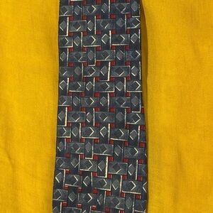 Bill Blass/Bon Marche Blue and Red Geometric Tie